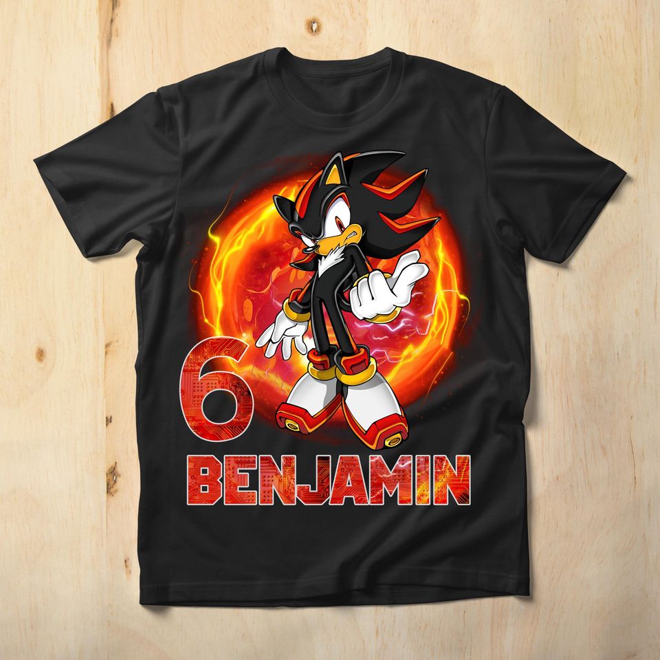 Custom Sonic Shadow Birthday Shirt, Shadow the Hedgehog Shirt, Sonic Shirt, Sonic the Hedgehog 3 Shirt, Gift For Girl or Boy