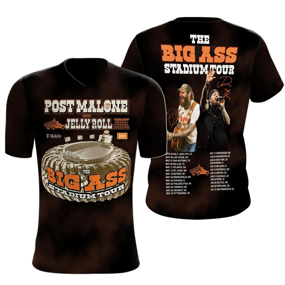Post Malone Jelly Roll Tour 2025 3D T-Shirt