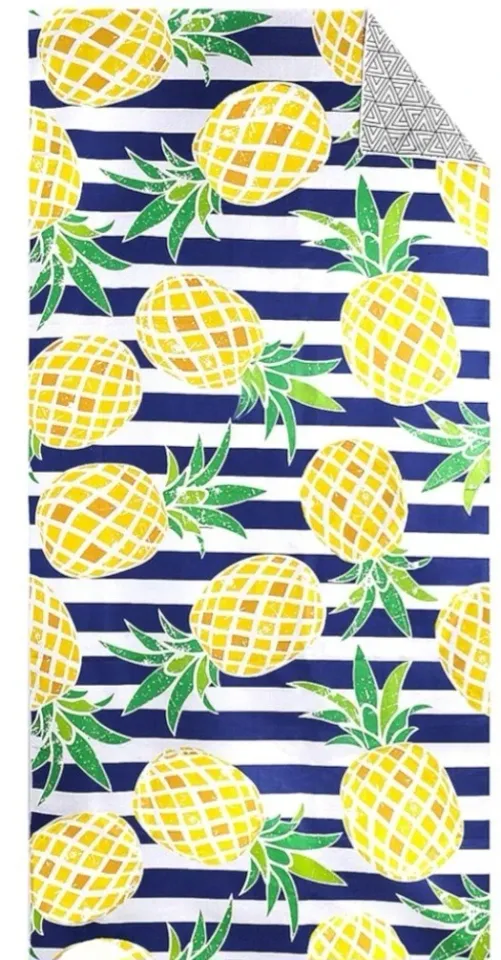 New Genovega Microfiber Pool Sand Proof Beach Towel Quick Dry Blue Pineapple