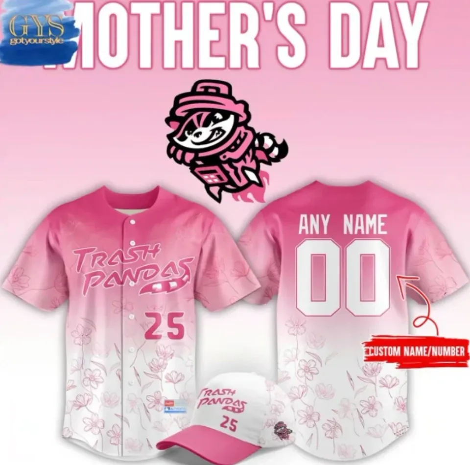 Custom Rocket City Trash Panda Mother S Day 2025 Pink Baseball Jersey