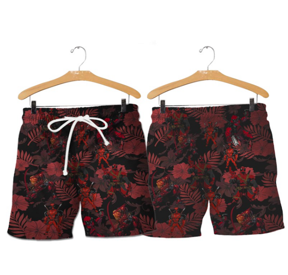 Disney Deadpool Tropical Summer Happy, Deadpool Superhero Button Up Hawaiian Shirt