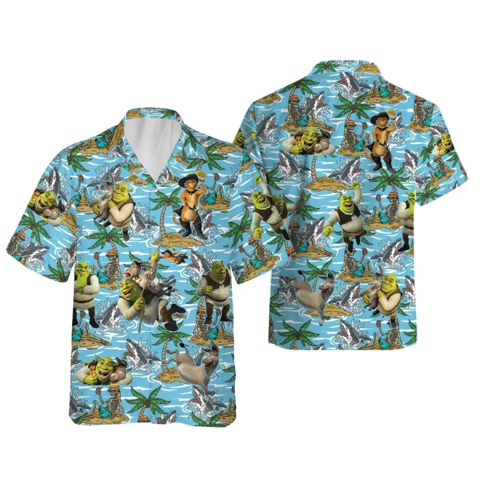 Shrek Cotton Hawaiian Button Down Shirt