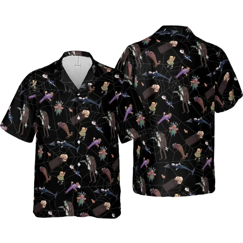 Addams Family Cartoon Hawaiian Button Down Shirt