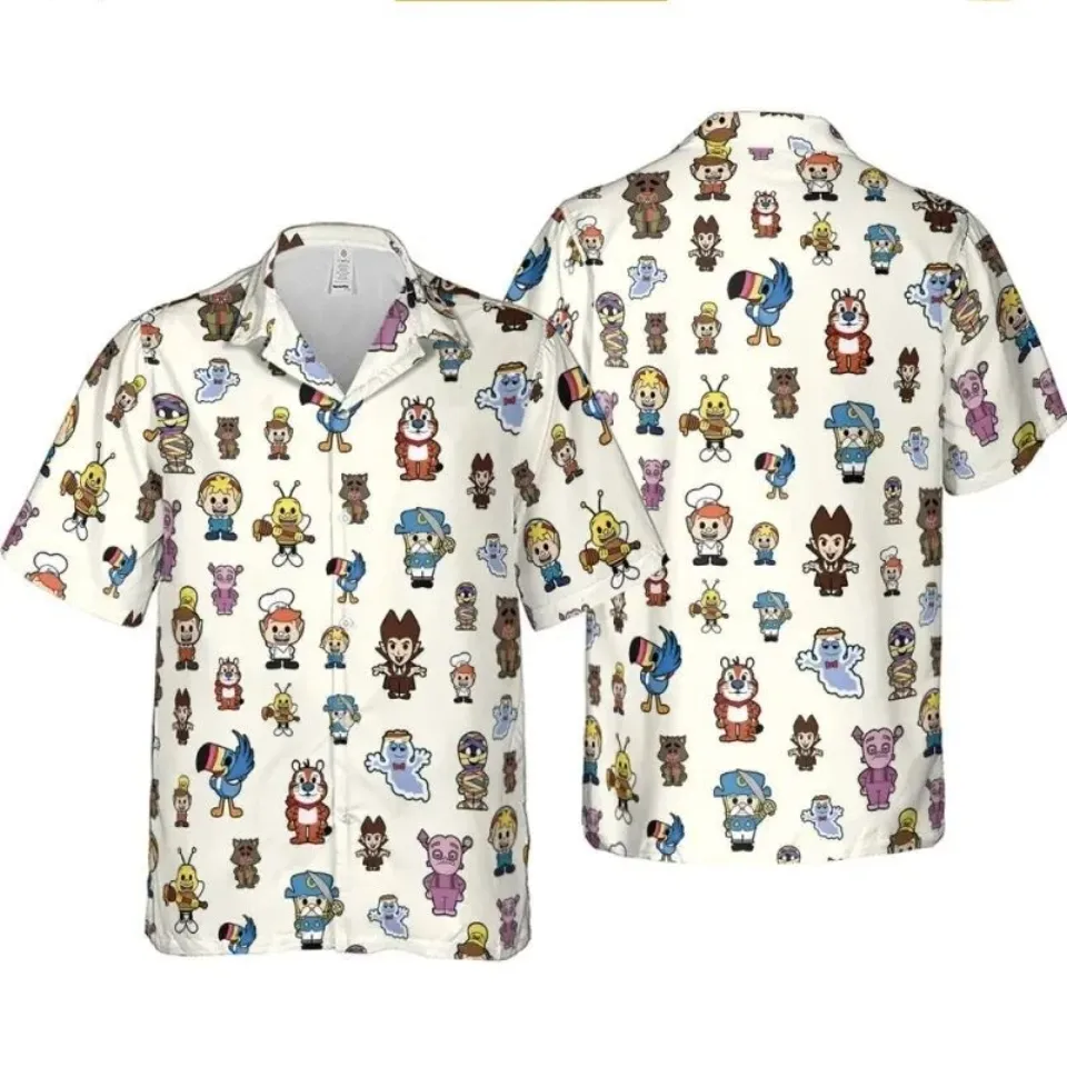 Cereal Mascot Hawaiian Button Down Shirt