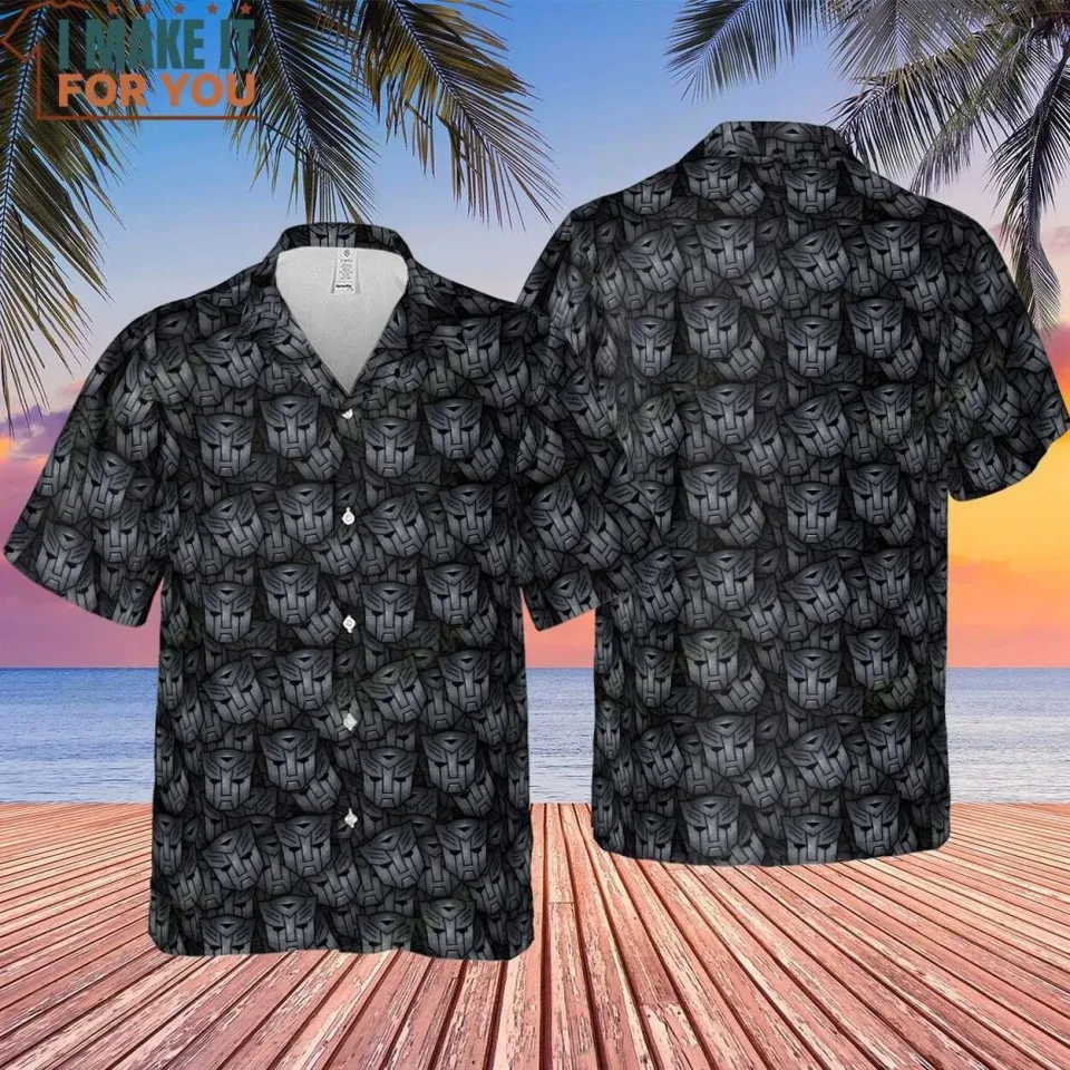 Transformers Pattern Hawaiian Button Down Shirt