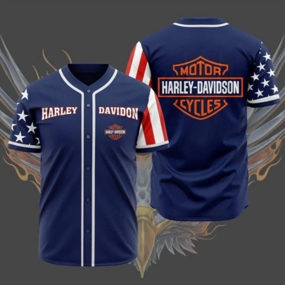 Harley Motor Racing Davidson Motorcycle Graphic Baseball Jersey