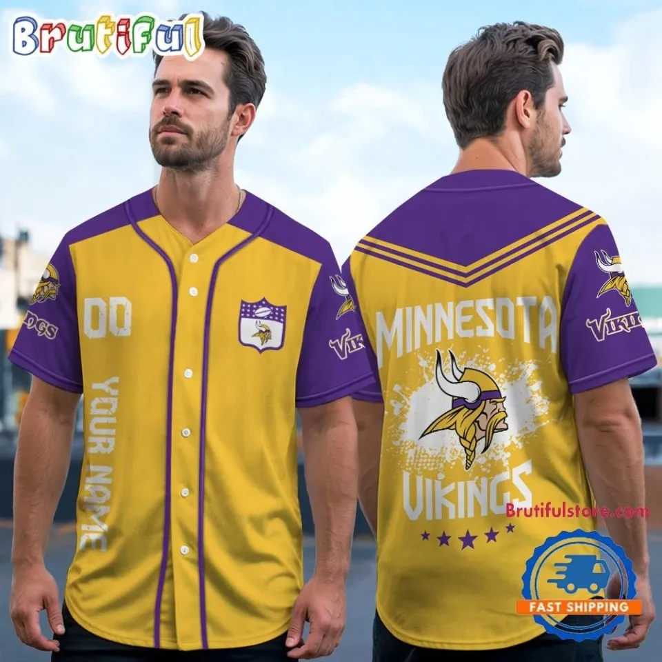Minnesota Team Vikingss Personalized Baseball Jersey