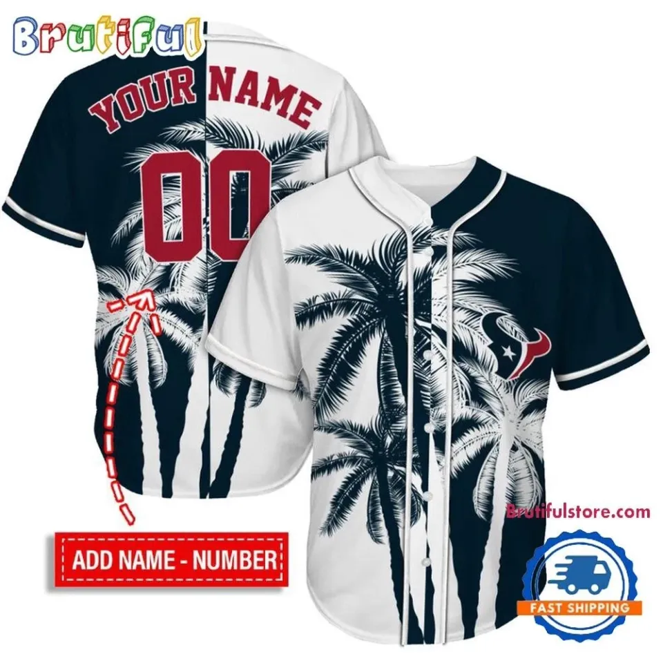 Houston Football Team Texanss Palm Trees Summer Personalized Baseball Jersey