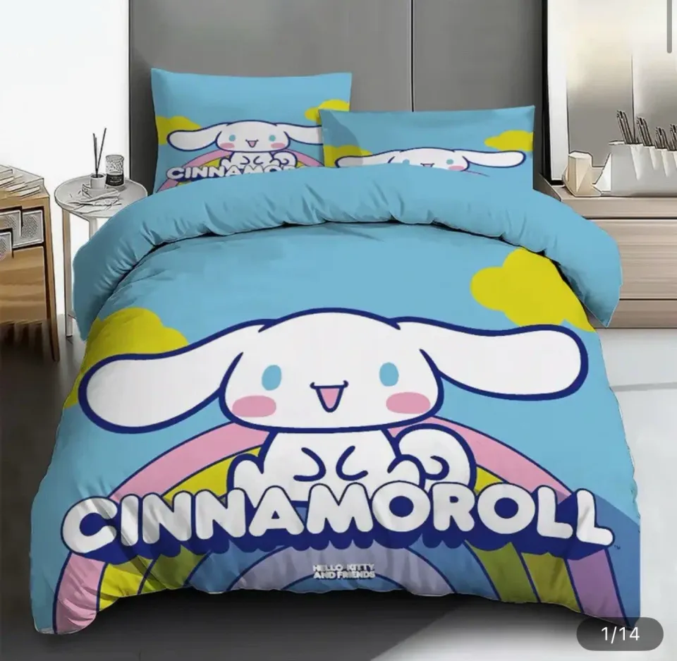 Cinnamoroll Blue Bedding Set Twin Duvet Cover Pillowcases Sanrio