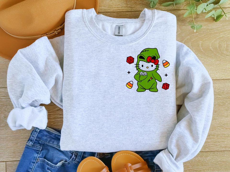EMBROIDERED Hello Kitty oogie boogie halloween  Sweatshirt crewneck cute