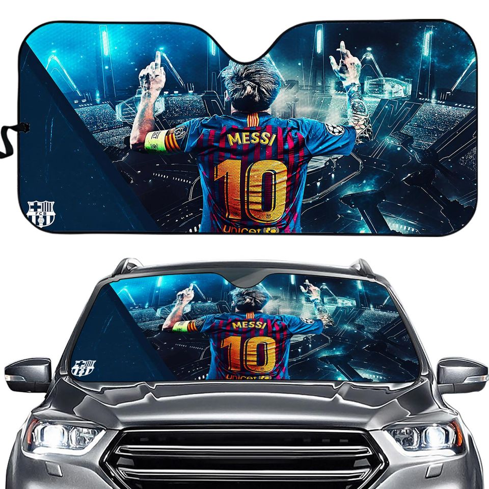 Football Superstar Messi Car Sunshade Umbrella - Front Windshield Thermal Insulation