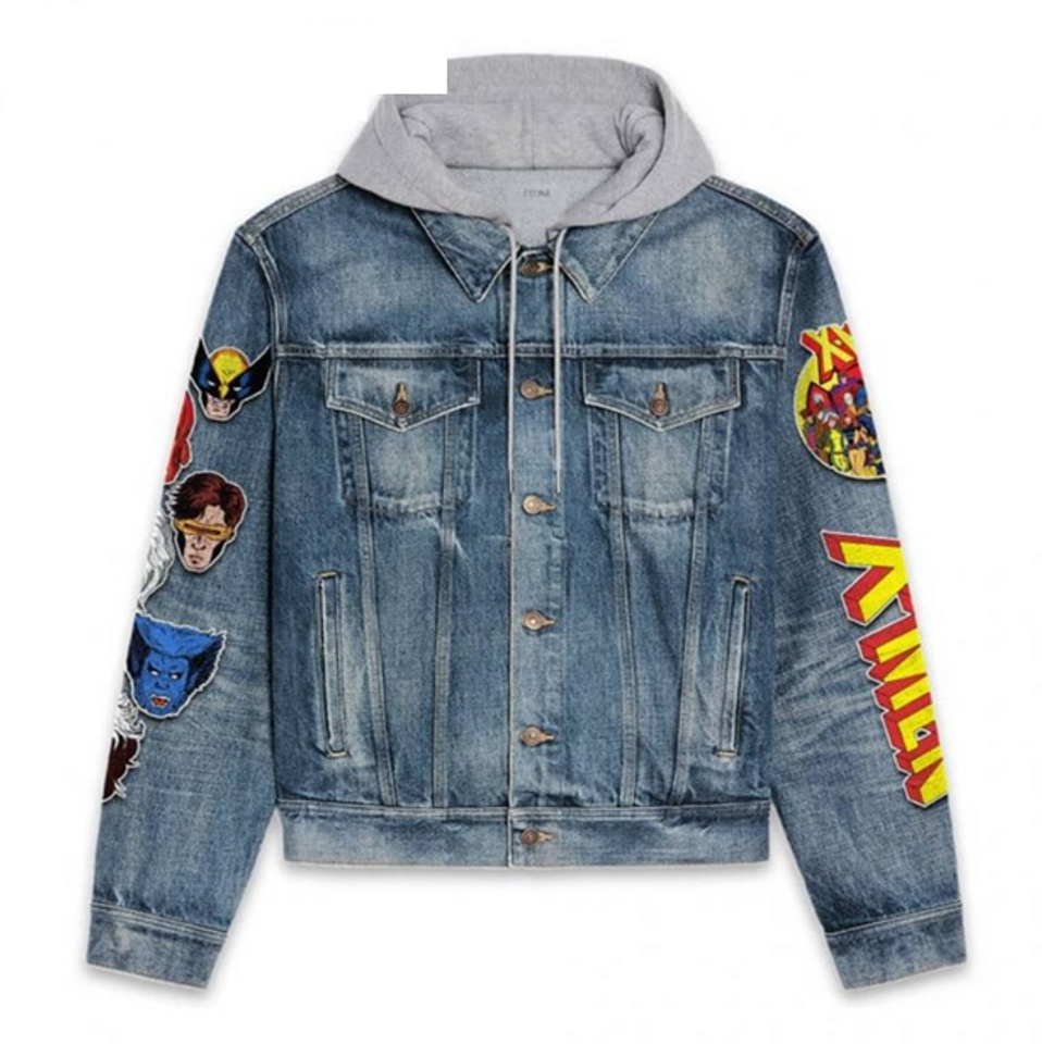 X-Men Marvel Comics Hoodie Denim Jacket