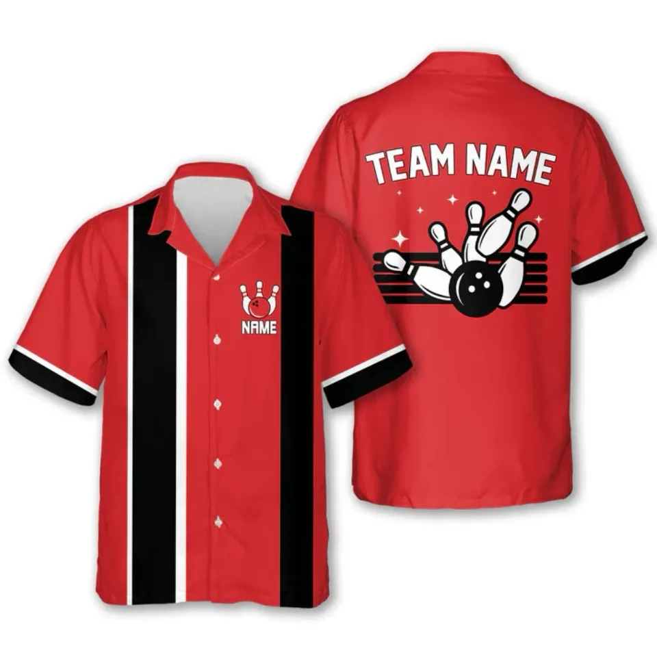 Customized Name Bowling Multi Color Hawaiian Shirt