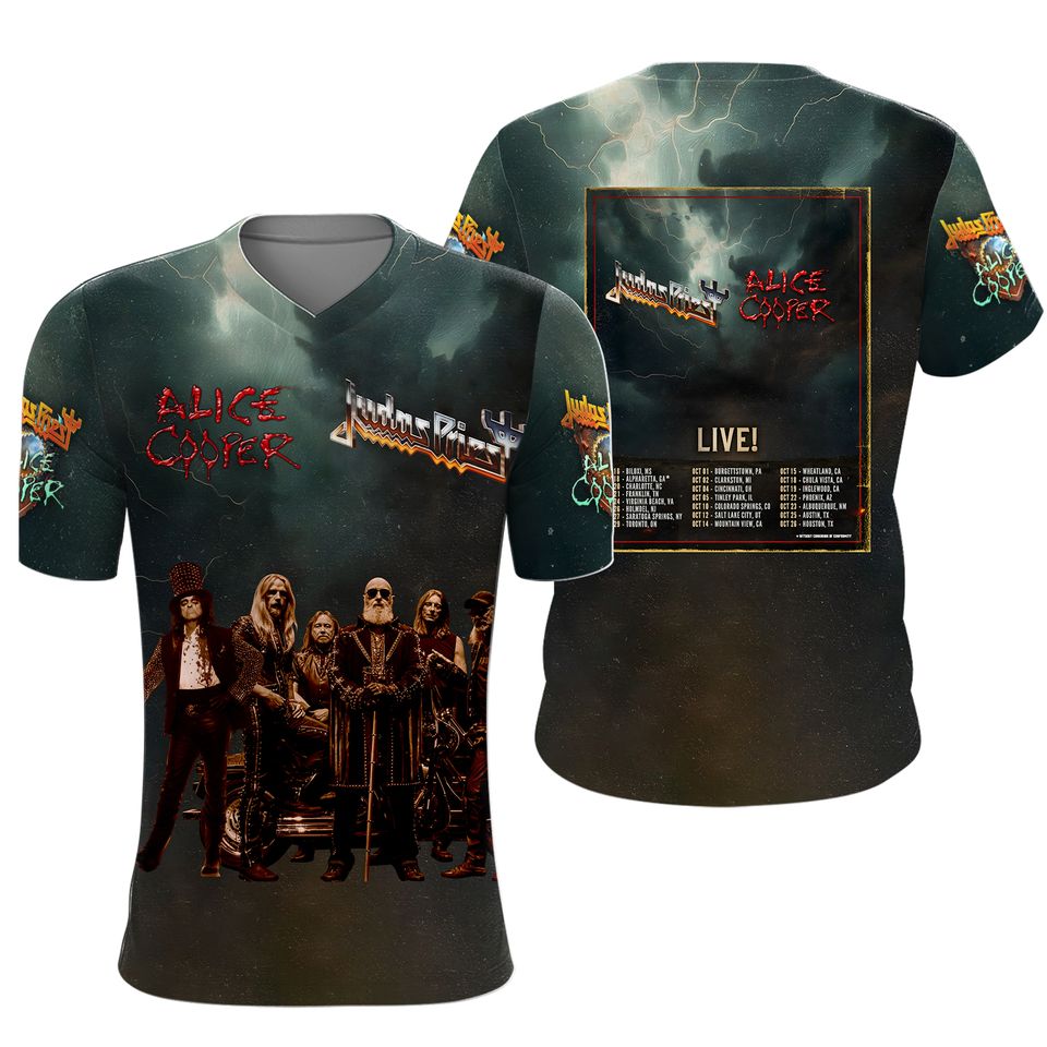 Judas Priest Alice Cooper Live 2025 Tour 3D T-Shirt