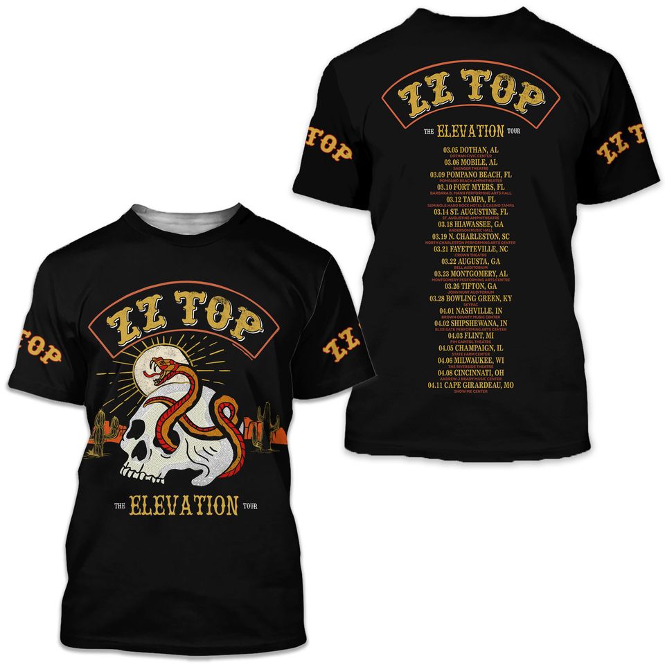 Zz Top Band Elevation Tour 2025 AOP 3D T SHIRT