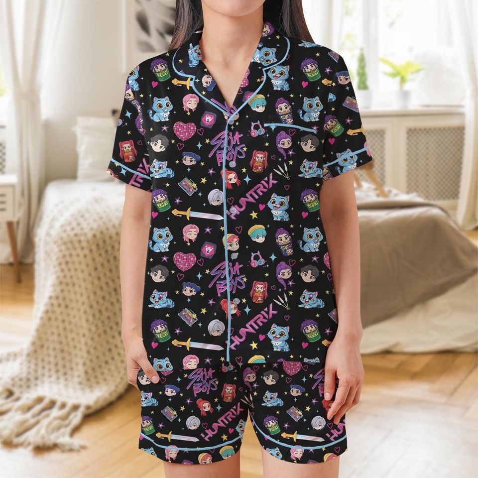 Kpop Demon Hunters Saja Conjunto de pjama de satén Huntrx para nños