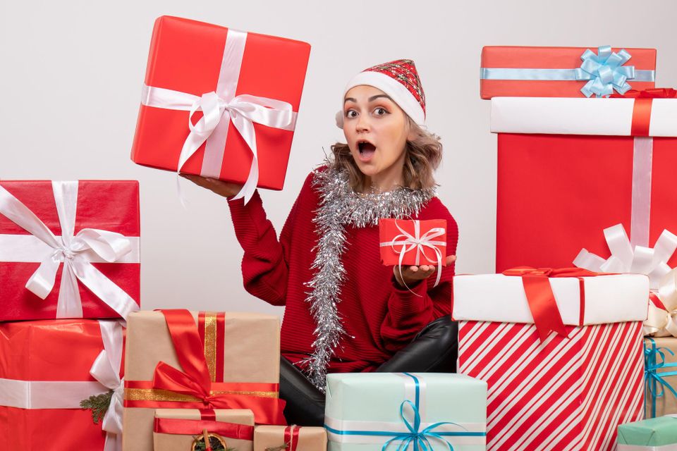 girl preparing Xmas gift to Santa Claus