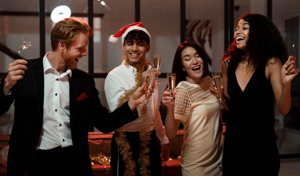 people enjoying Christmas party