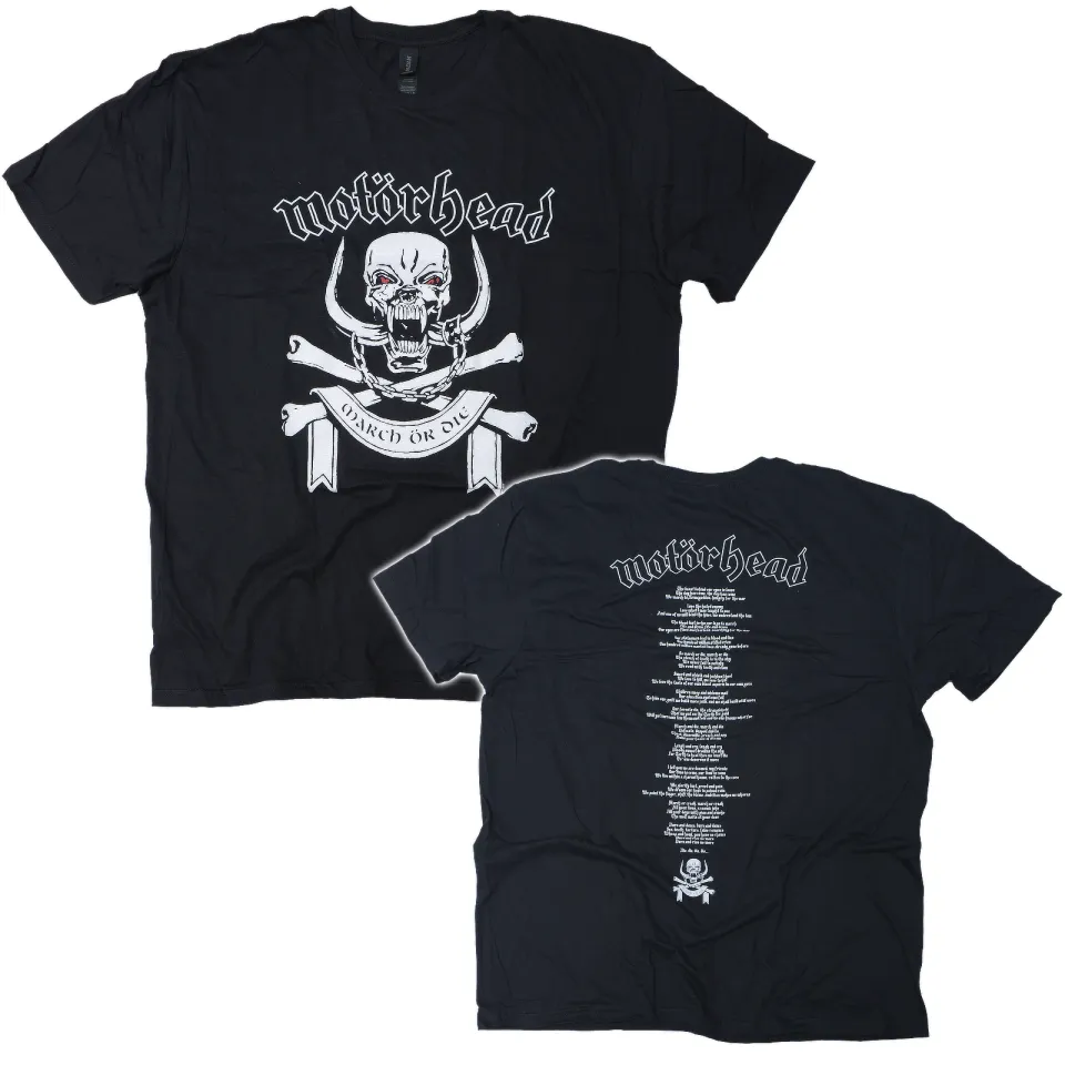 Motorhead Official March Or Die Lyrics T-Shirt