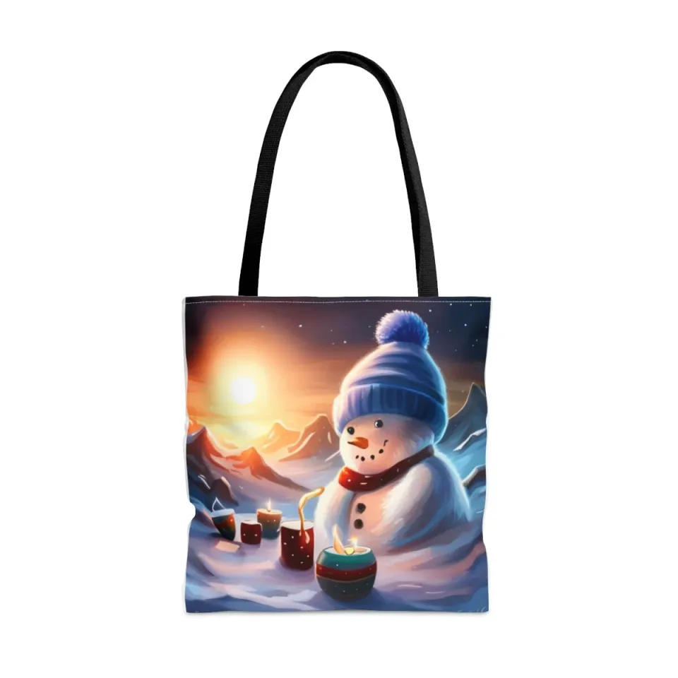 Christmas Snowman Hot Chocolate Tote Bag