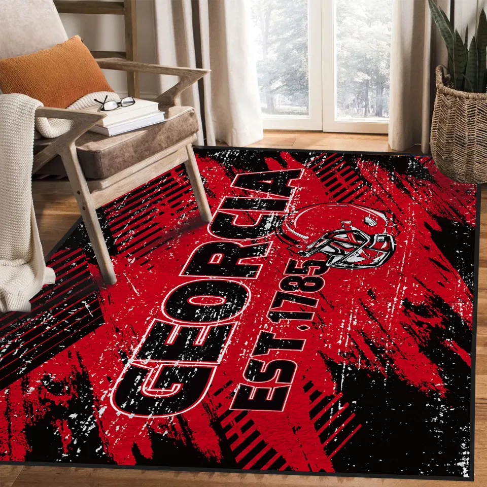 Georgia Football Room Carpet Non-Slip Washable Rug for Bedroom