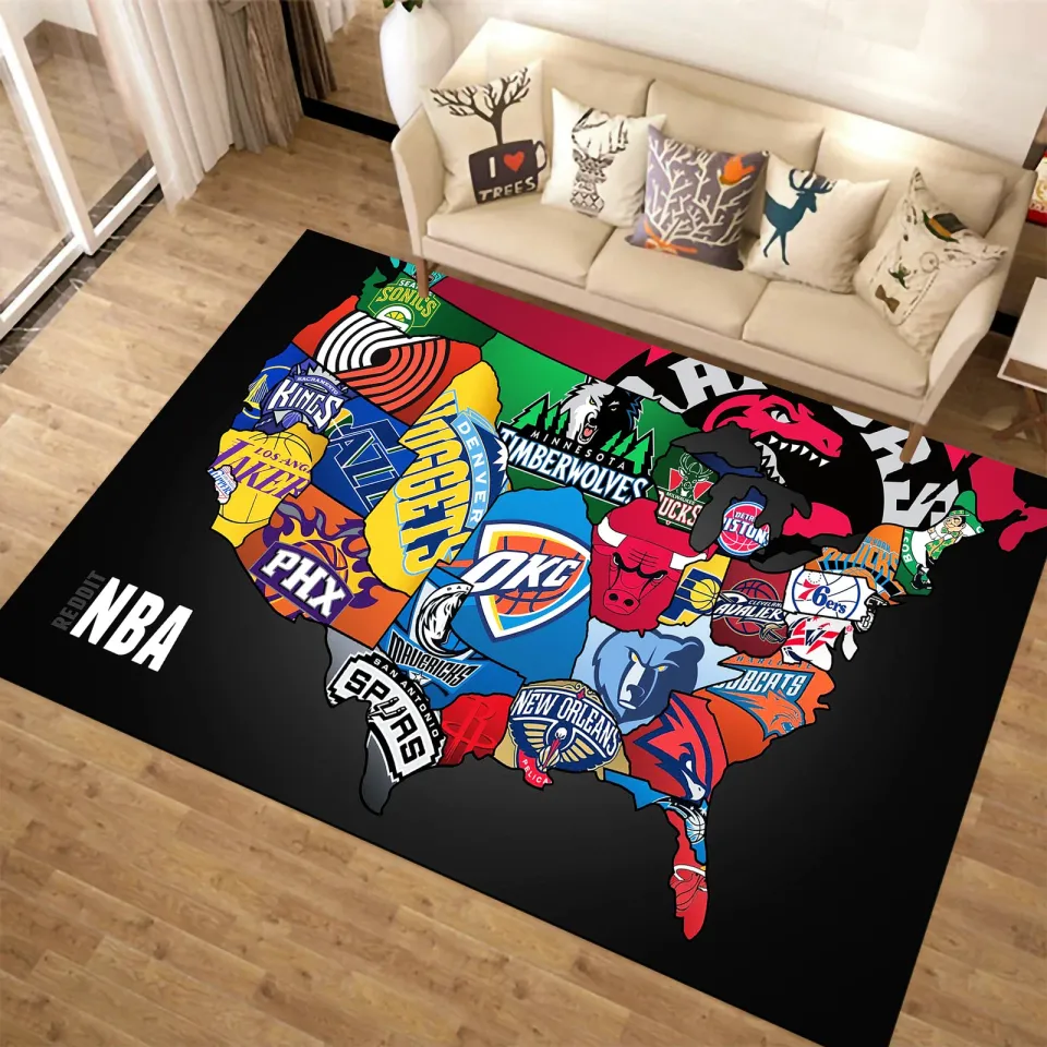 NBA Map Rug, Basketball Rug, Minimalist Design