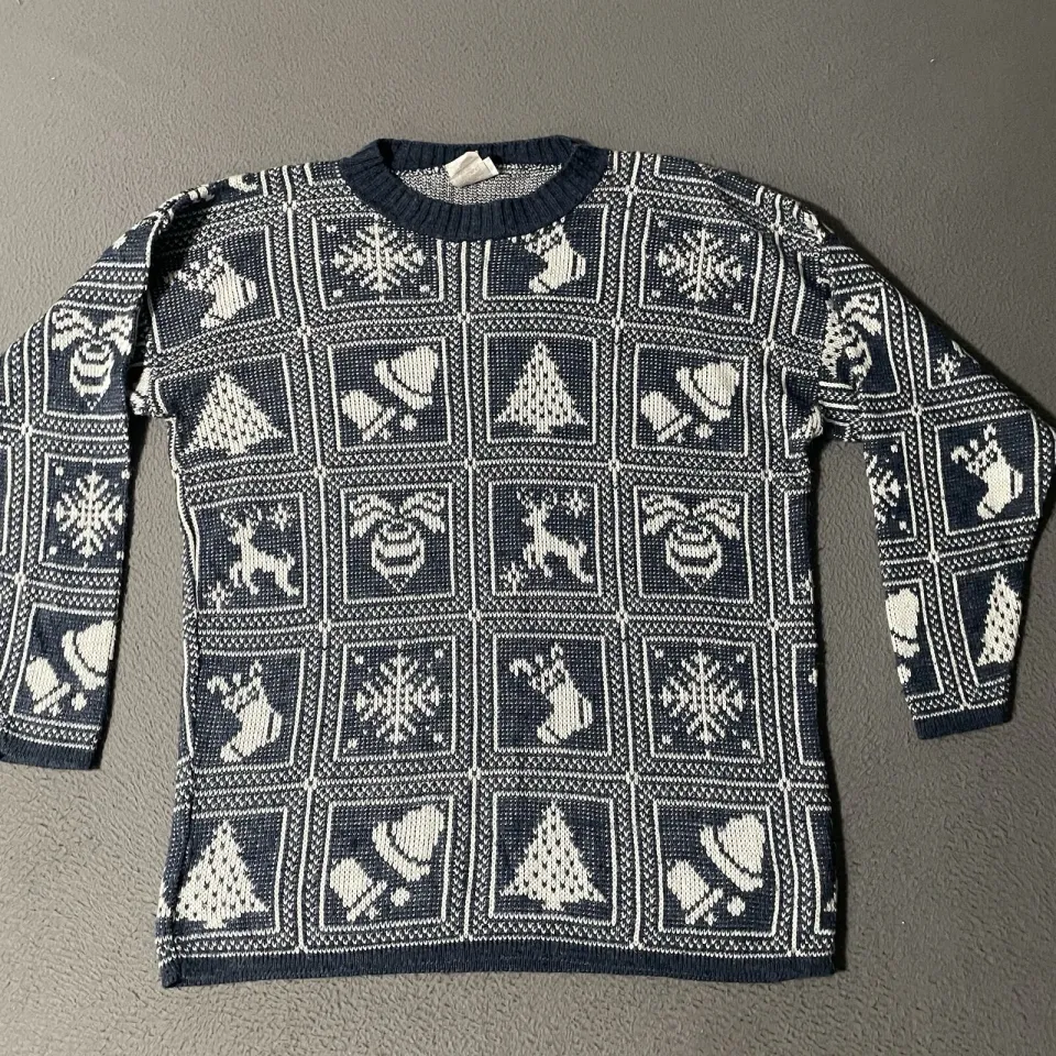 Vintage Huntington Ridge Ringer Sweater Medium Christmas Cottagecore Granny