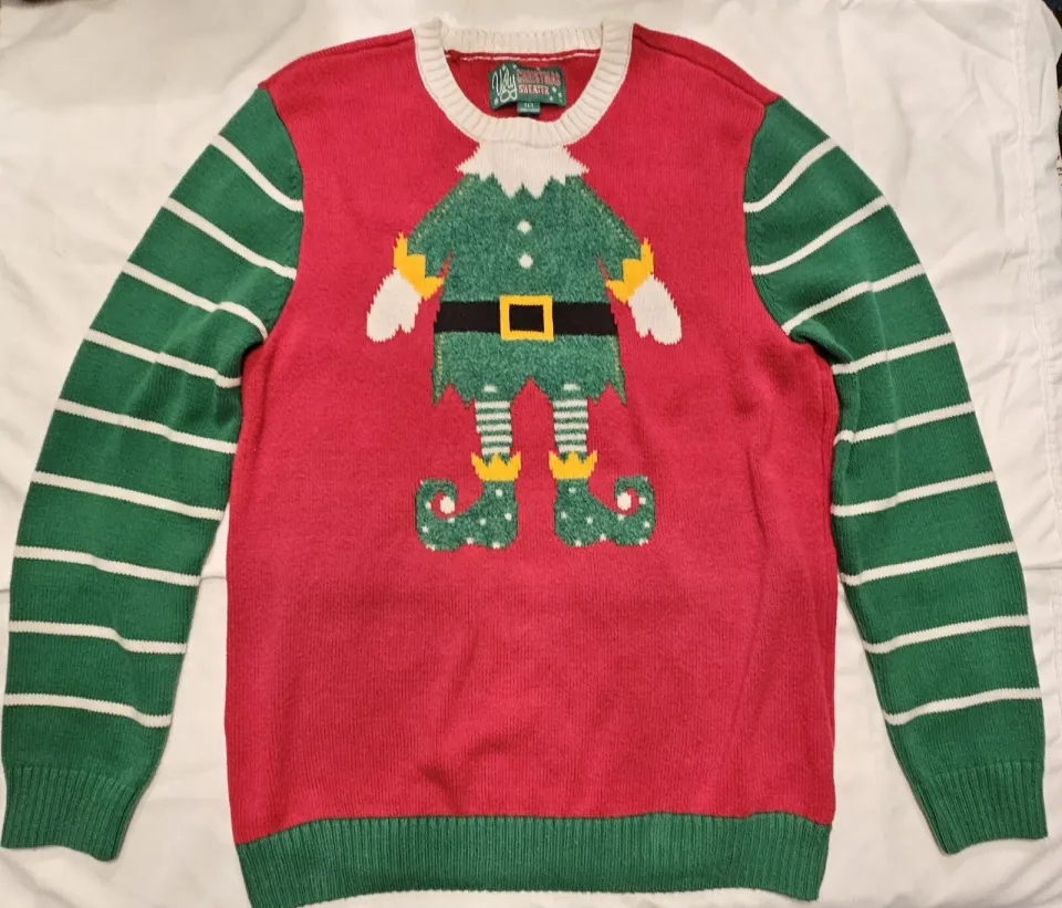 Ugly Christmas Sweater Size L Unisex Adults Whimsical Elf