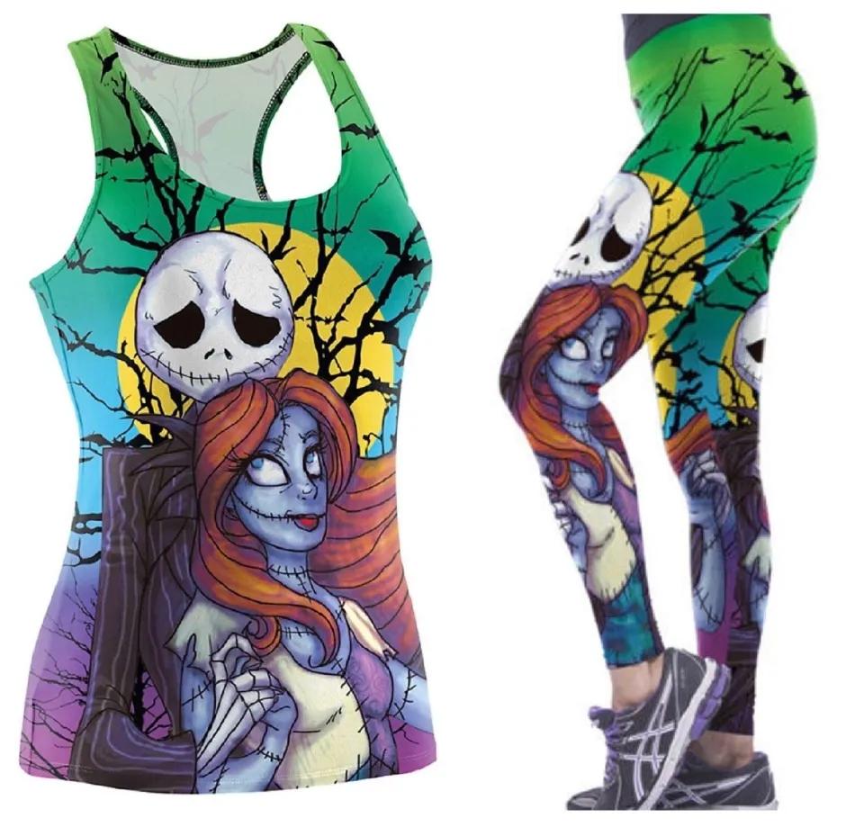 Nightmare Before Christmas Hollow Tank Top Legging Set