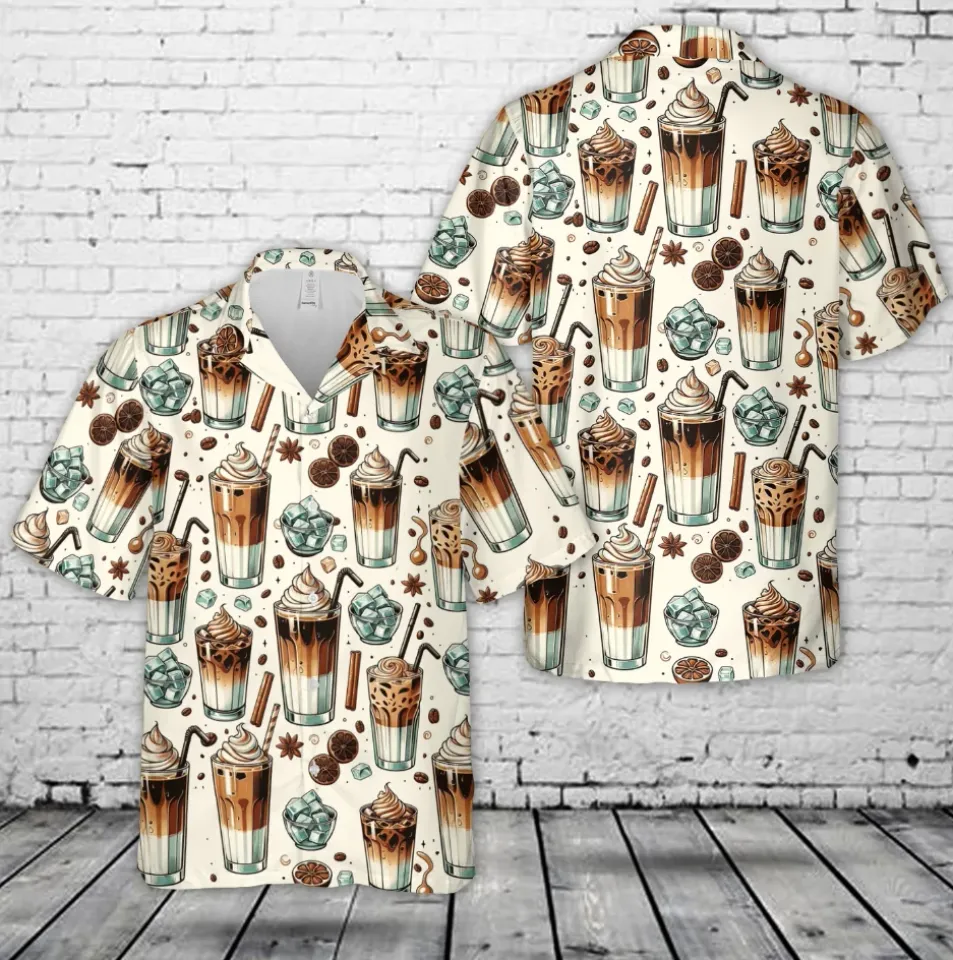 Latte Iced Coffee Hawaiian Shirt