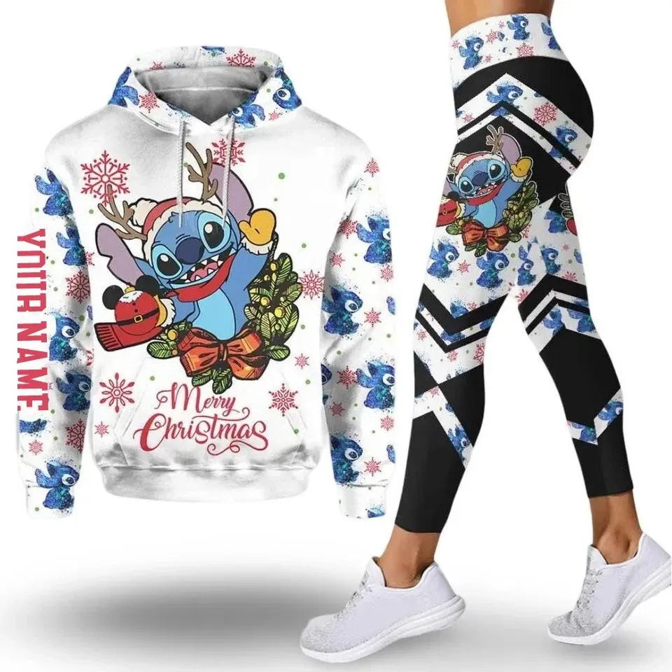 Stitch Christmas 3D Hoodie Legging Set