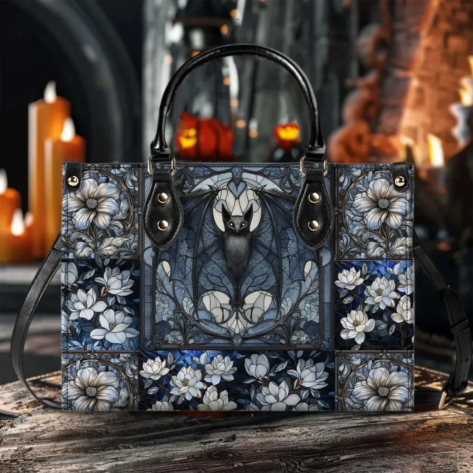Medieval Dark Academia Bat Floral Art Handbag With Handle