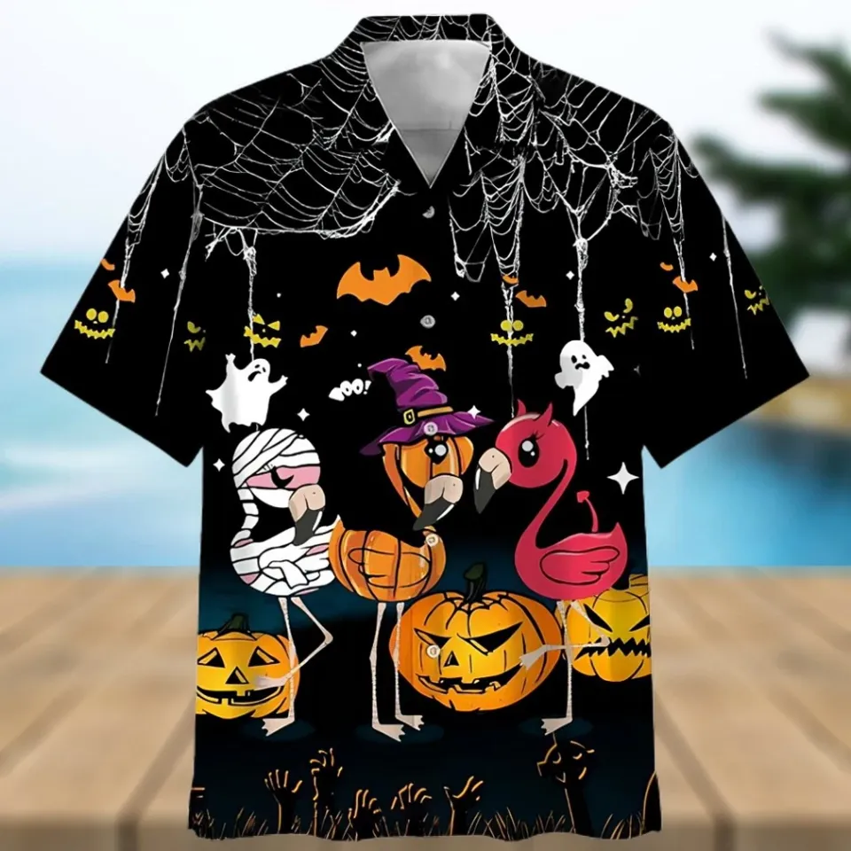 Flamingo Halloween Hawaiian Shirt for Men