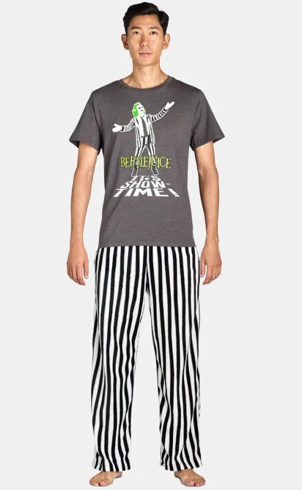 Beetlejuice Men’s Sleep Tee and Pants Pajama Set Size M