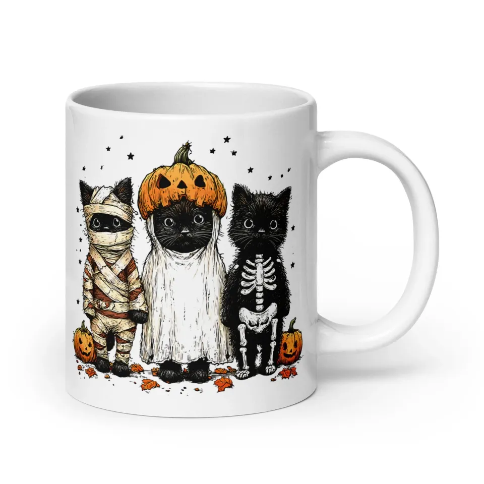 Halloween Pumpkins & Cats White Mug