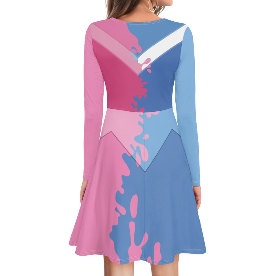 Aurora Make It Pink Make It Blue Sleeping Beauty Inspired Long Sleeve Skater Dress