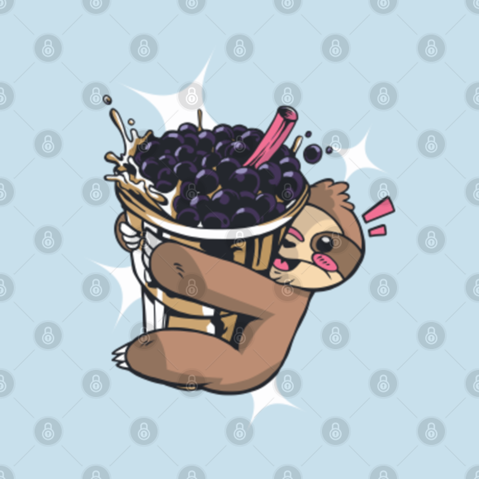 Bubble Tea Cute Sloth - Bubble Tea - T-Shirt