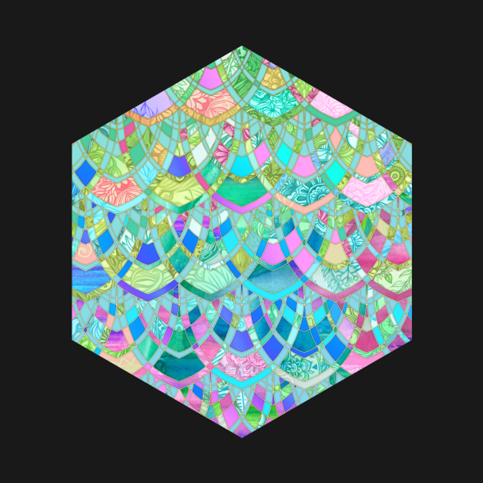 Art Deco Watercolor Patchwork Pattern 2 - Pattern - T-Shirt