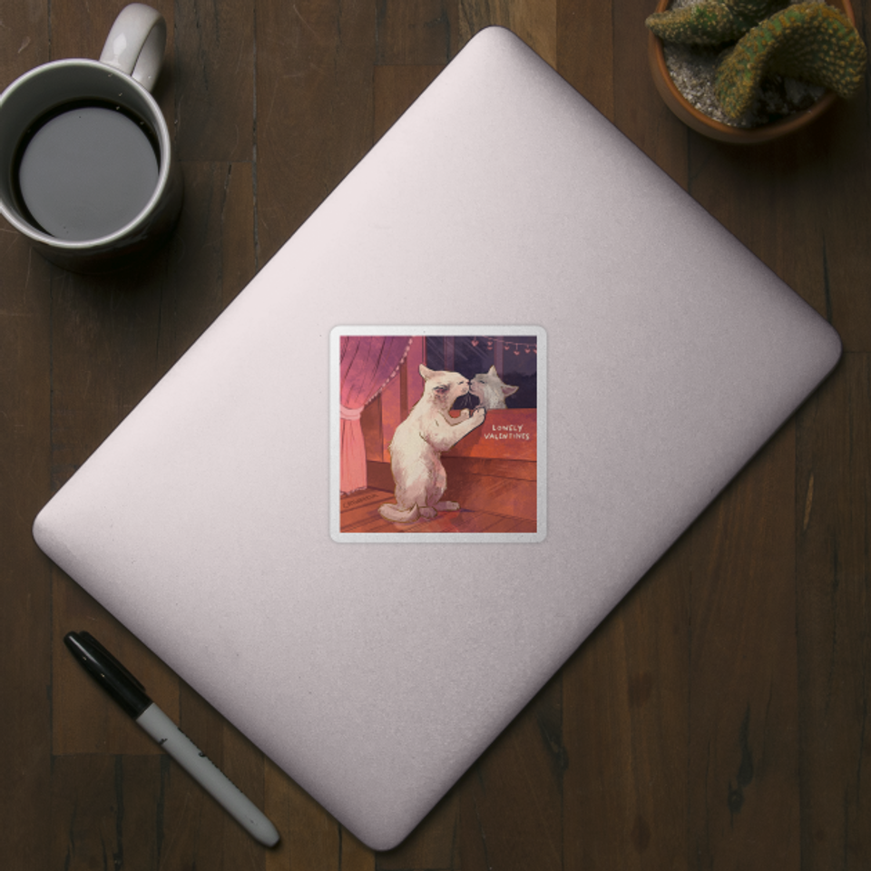 Lonely Valentines - Cats - Sticker