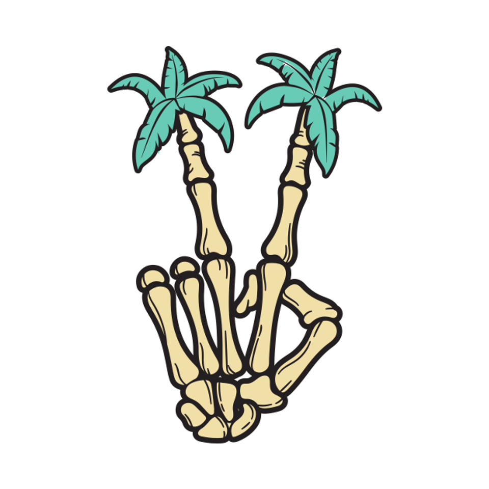 Palm Tree Skeleton Hand - Skeleton Bones - T-Shirt