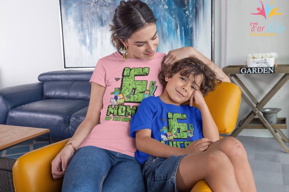 Minecraft Group Shot Birthday Theme Matching T-Shirt