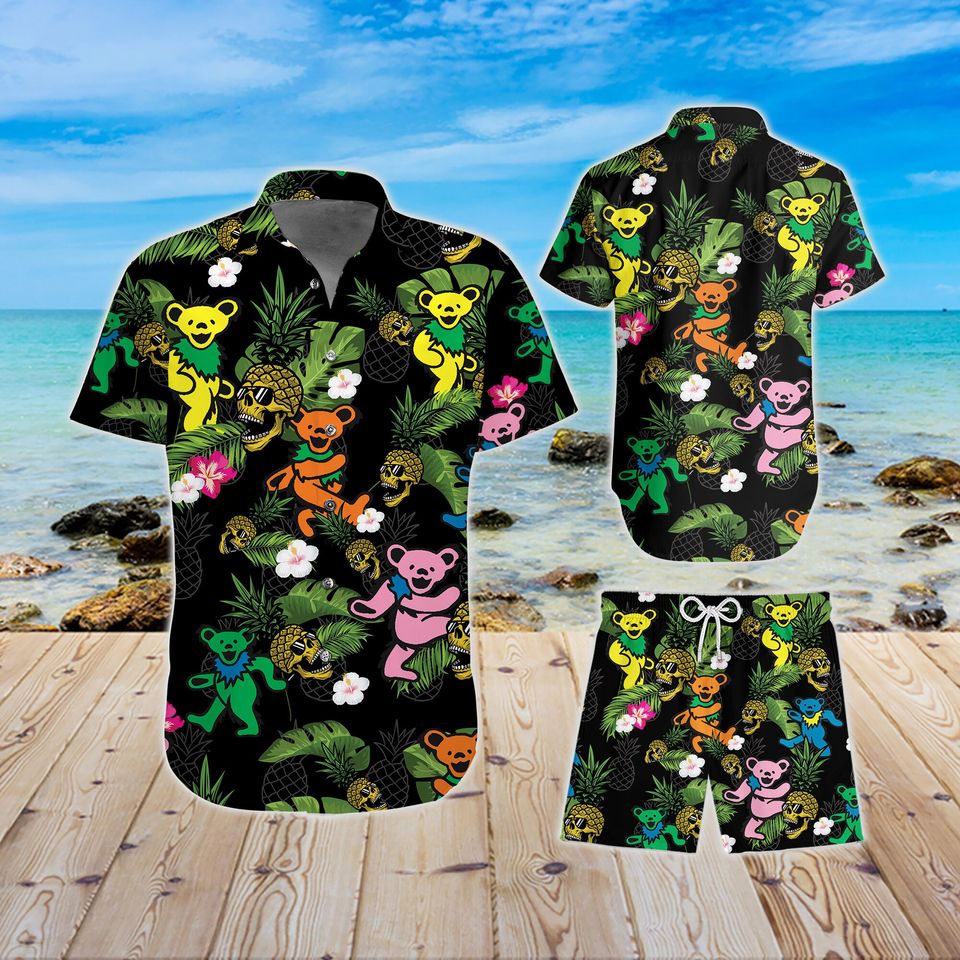 Grateful Dead Bear Skull Pineapple Hawaii Shirt