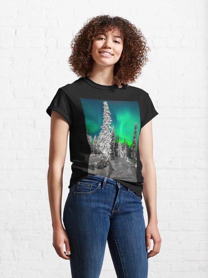 Northern Lights, Aurora Borealis Arctic Winter Alaska Classic T-Shirt