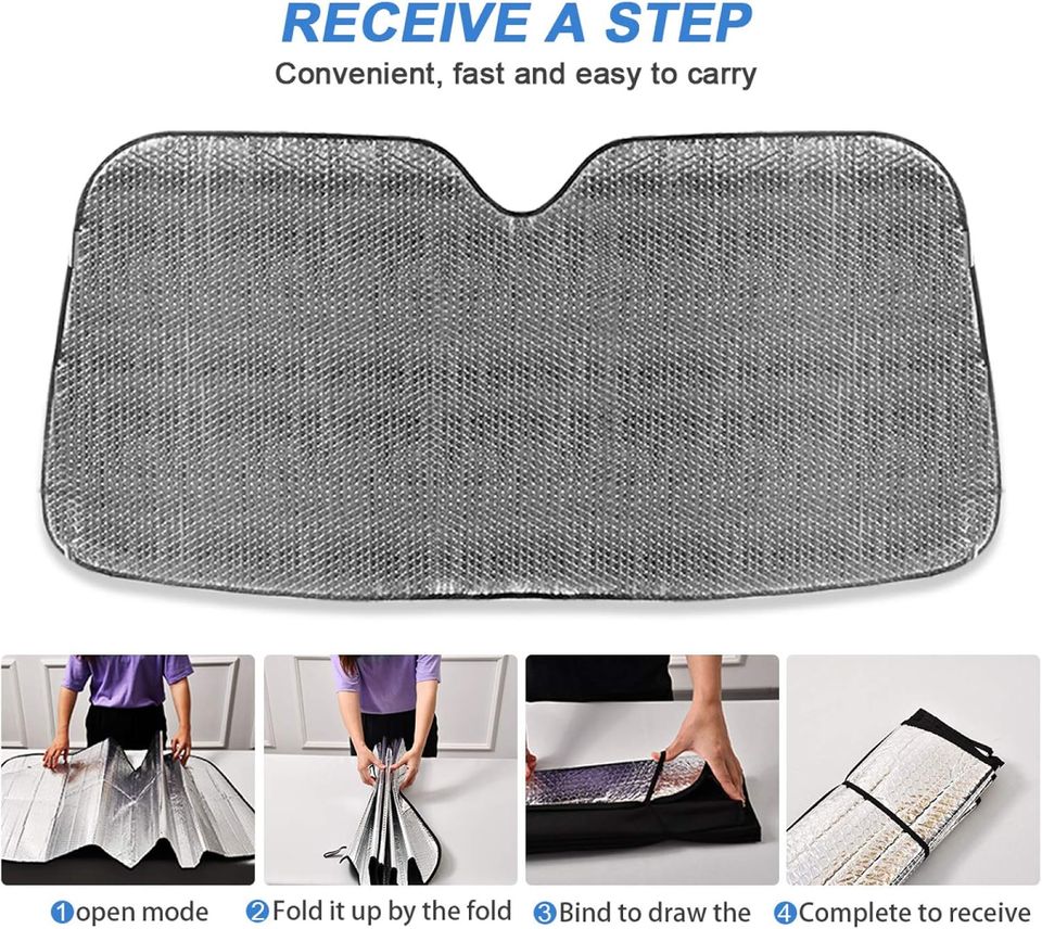 xigua Pink Cherry Blossom And Cute Bee Car Windshield Sun Shade Foldable Sunshades