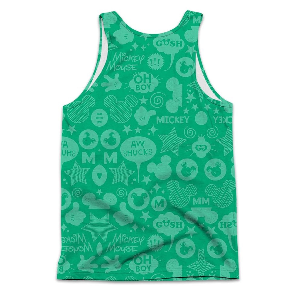 Green Tinker Bell White Small Patterns Disney Cartoon 3D Tank Top