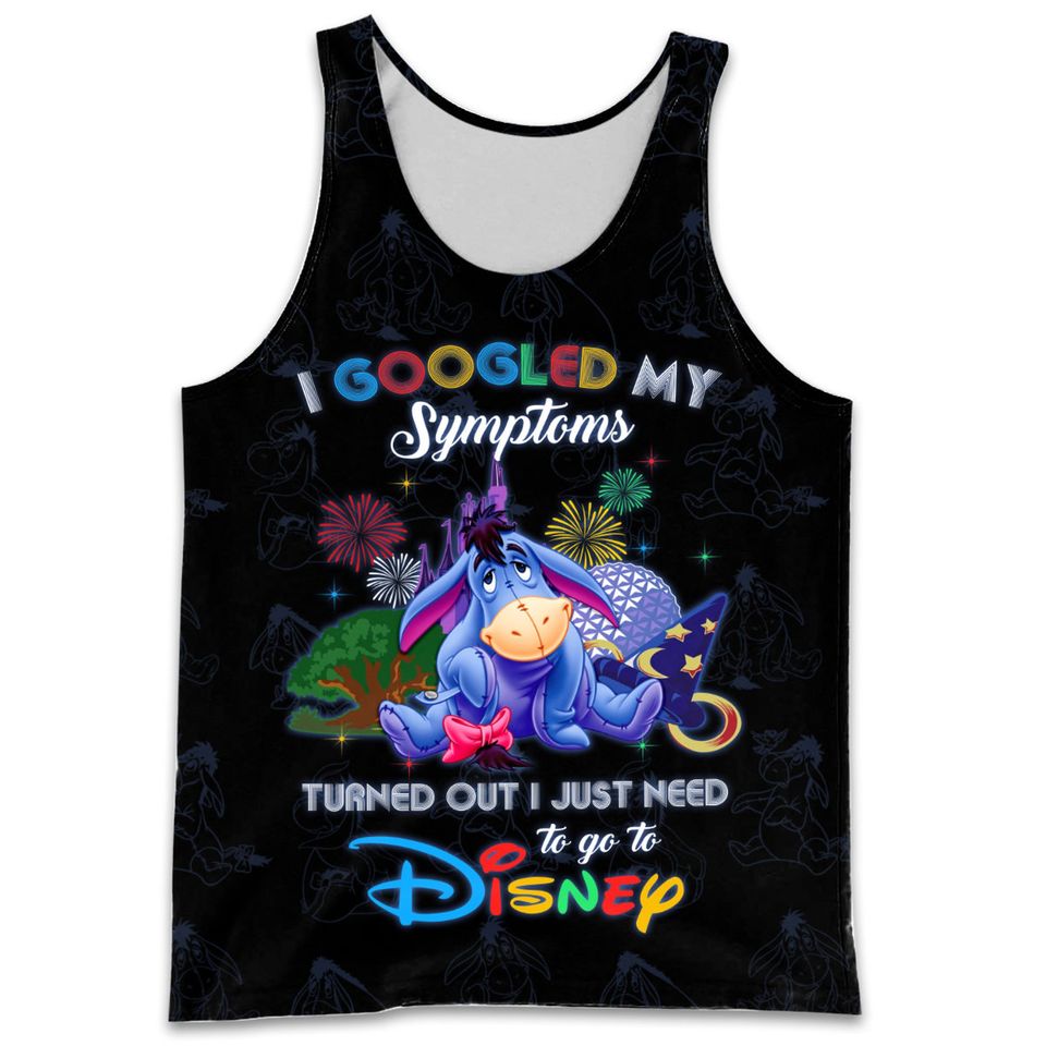 Eeyore Donkey Google Funny Quote Black Disney Cartoon 3D Tank Top