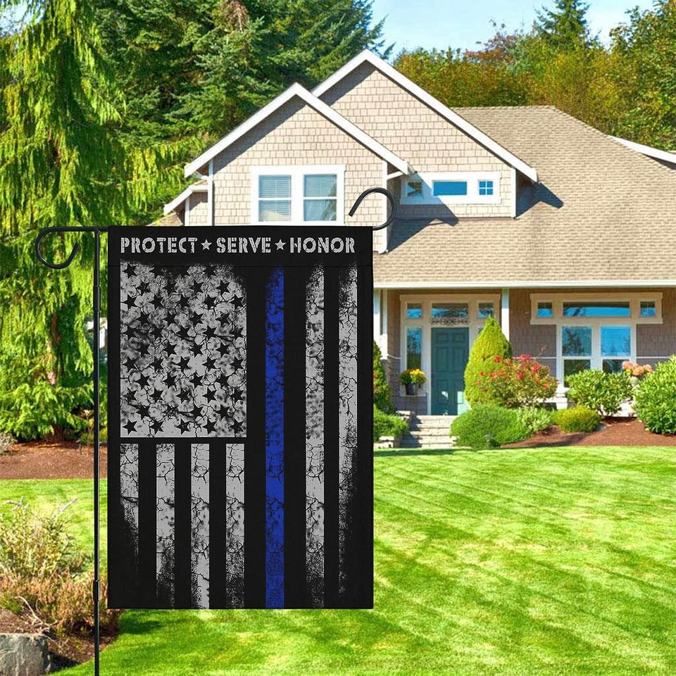Thin Blue Line Garden Flag Law Enforcement Blue Lives Matter Flags