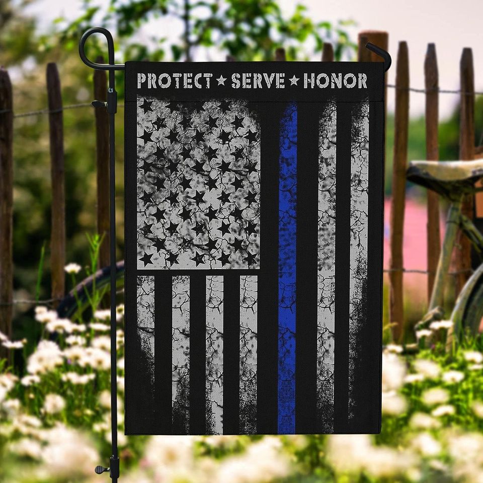 Thin Blue Line Garden Flag Law Enforcement Blue Lives Matter Flags