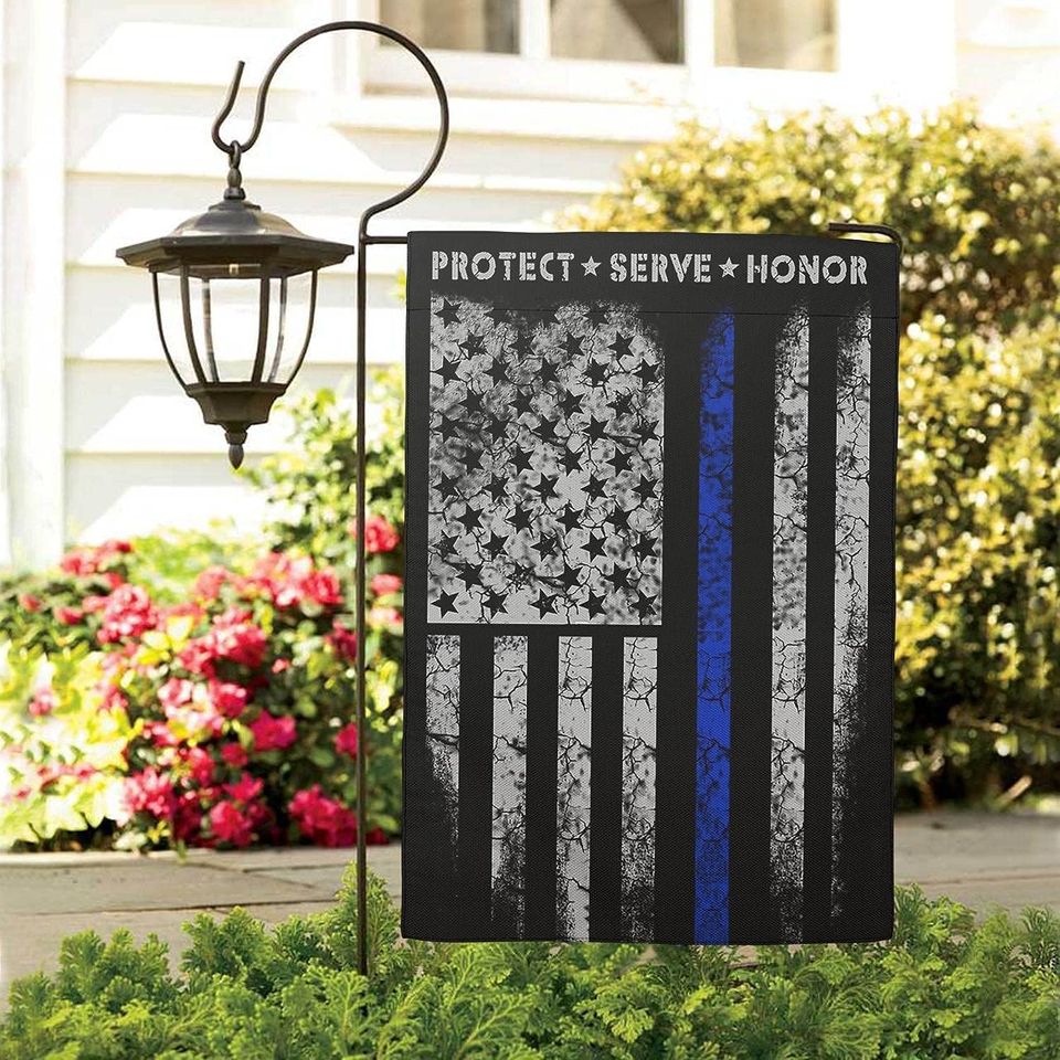 Thin Blue Line Garden Flag Law Enforcement Blue Lives Matter Flags