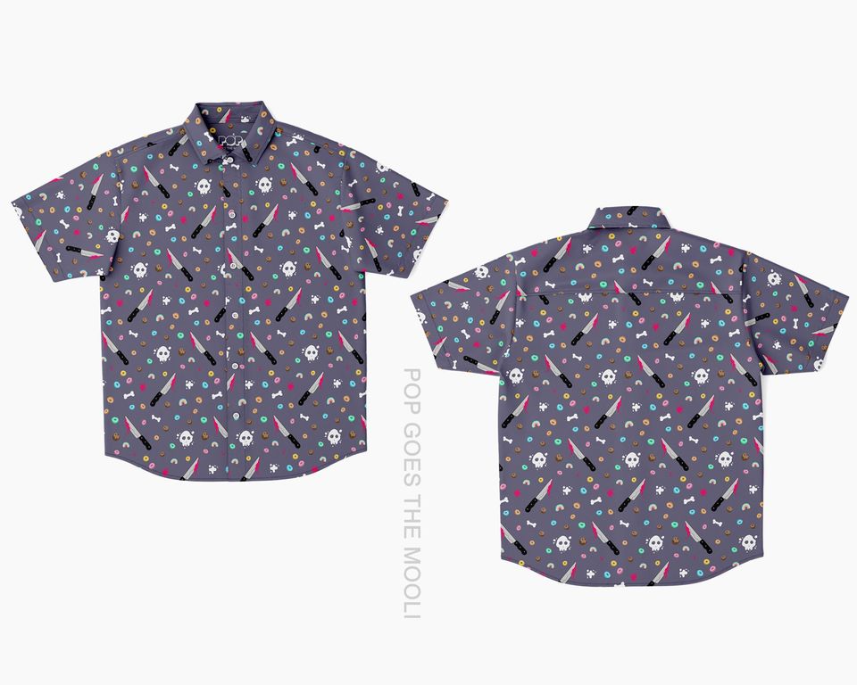 cereal killer Novelty Button Down Up Shirt - Funny Pun Hawaiian